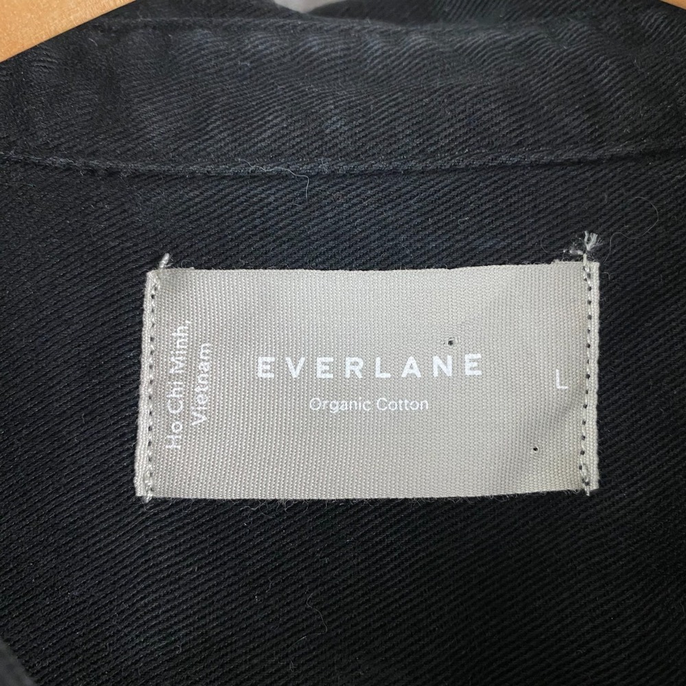 Everlane Mens L black Utility Overshirt Button Front Dual Pocket Long Sleeve - Picture 3 of 14